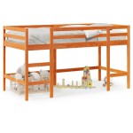 vidaXL Pat etajat copii cu scară maro ceruit 80x200 cm lemn masiv pin vidaXL Pat etajat copii cu scară maro ceruit 80x200 cm lemn masiv pin