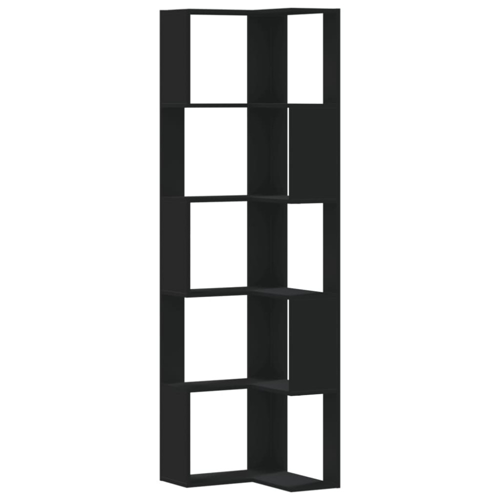 vidaXL Bibliotecă 5 niveluri negru 50x50x179cm lemn prelucrat