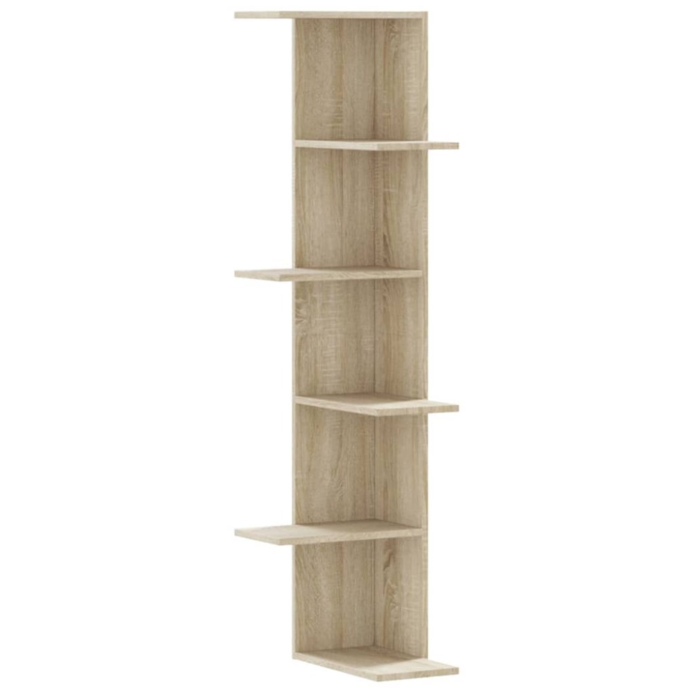 vidaXL Raft colțar perete stejar sonoma 36,5x36,5x140cm lemn prelucrat