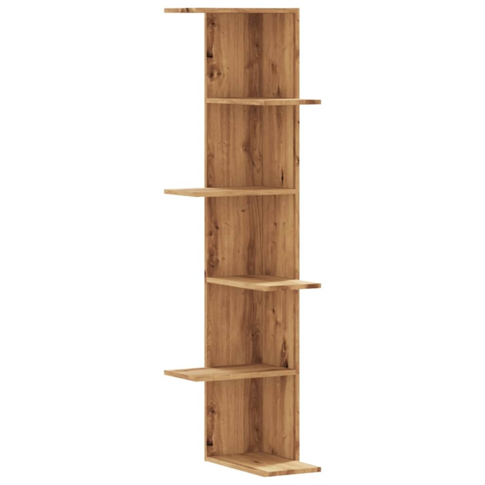 vidaXL Raft colț perete stejar artizanal 36,5x36,5x140cm lemn compozit
