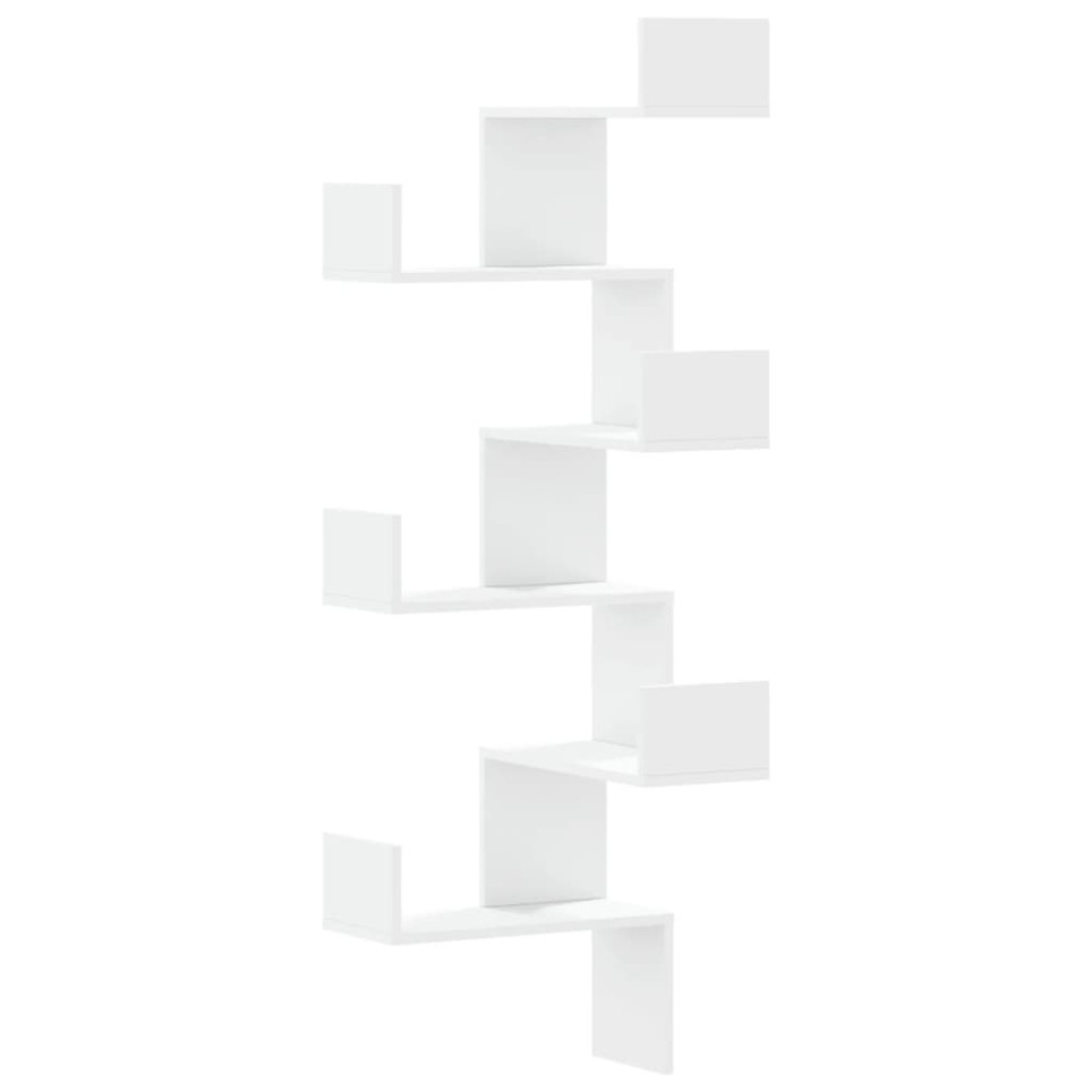 vidaXL Raft colțar perete alb 45x45x147 cm lemn prelucrat