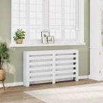 vidaXL Mască pentru calorifer, alb, 149x20x82 cm, lemn prelucrat vidaXL Mască pentru calorifer, alb, 149x20x82 cm, lemn prelucrat