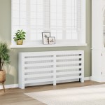 vidaXL Mască pentru calorifer, alb, 175x20x82 cm, lemn prelucrat vidaXL Mască pentru calorifer, alb, 175x20x82 cm, lemn prelucrat