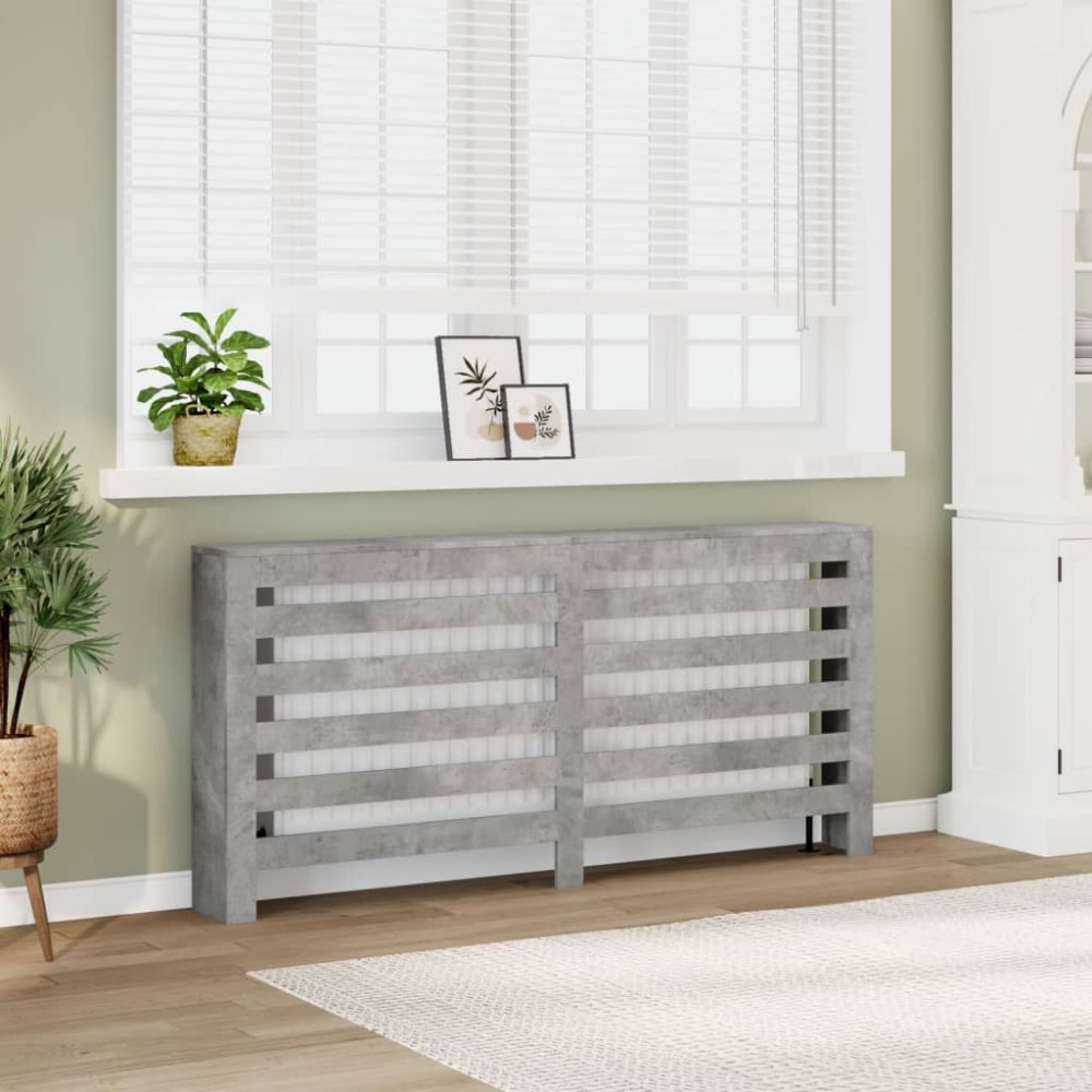 vidaXL Mască pentru calorifer, gri beton, 175x20x82 cm, lemn prelucrat
