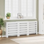 vidaXL Mască pentru calorifer, alb, 205x21,5x83,5 cm, lemn prelucrat vidaXL Mască pentru calorifer, alb, 205x21,5x83,5 cm, lemn prelucrat