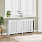 vidaXL Mască pentru calorifer, alb, 175x20x82 cm, lemn prelucrat vidaXL Mască pentru calorifer, alb, 175x20x82 cm, lemn prelucrat