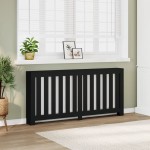 vidaXL Mască pentru calorifer, negru, 175x20x82 cm, lemn prelucrat vidaXL Mască pentru calorifer, negru, 175x20x82 cm, lemn prelucrat