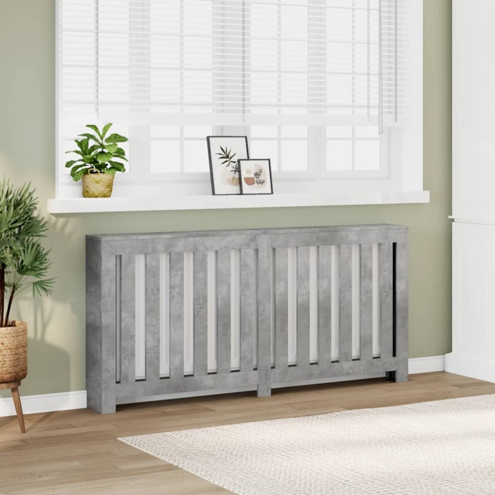 vidaXL Mască pentru calorifer, gri beton, 175x20x82 cm, lemn prelucrat