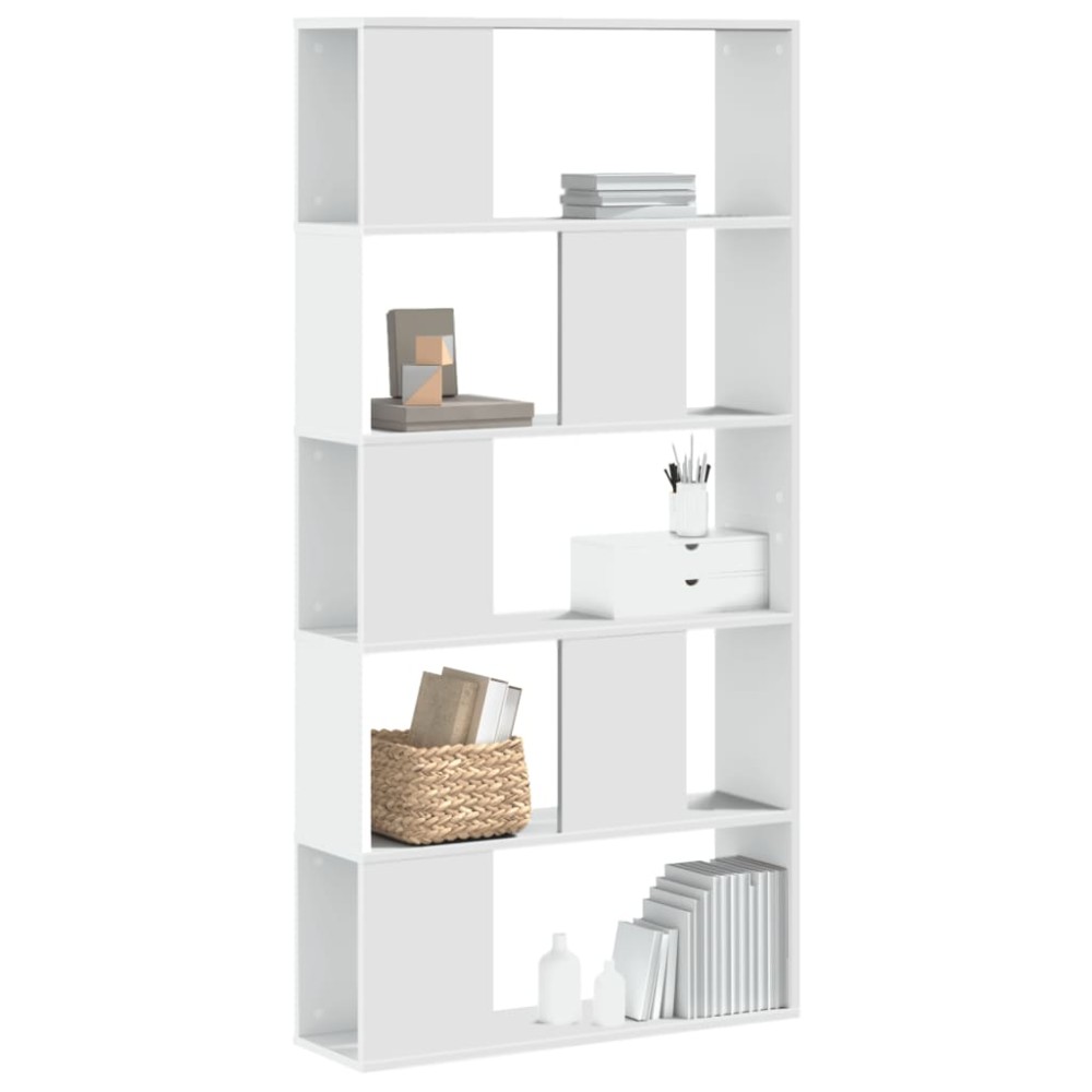 vidaXL Bibliotecă cu 5 niveluri, alb 80,5x23,5x162,5 cm lemn prelucrat