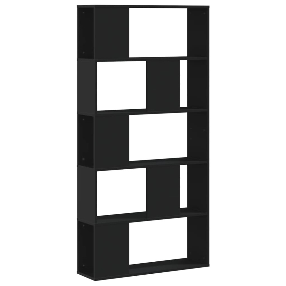 vidaXL Bibliotecă cu 5 niveluri negru 80,5x23,5x162,5cm lemn prelucrat