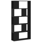 vidaXL Bibliotecă cu 5 niveluri negru 80,5x23,5x162,5cm lemn prelucrat