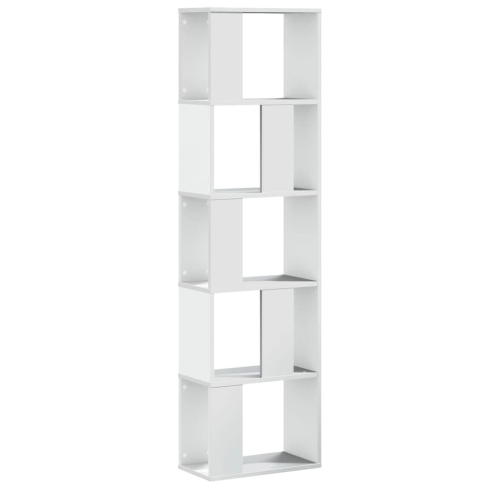vidaXL Bibliotecă cu 5 niveluri, alb 45x23,5x162,5 cm lemn prelucrat