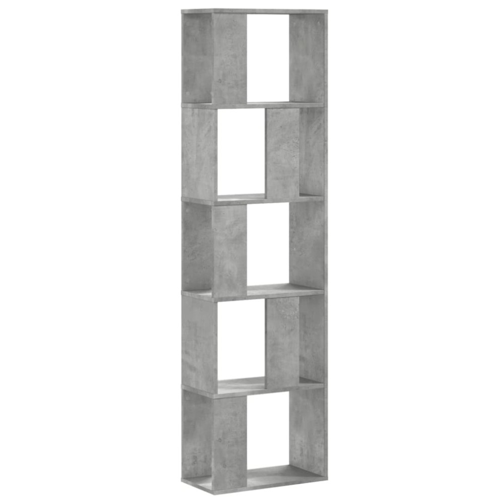 vidaXL Bibliotecă cu 5 niveluri gri beton 45x23,5x162,5 cm lemn