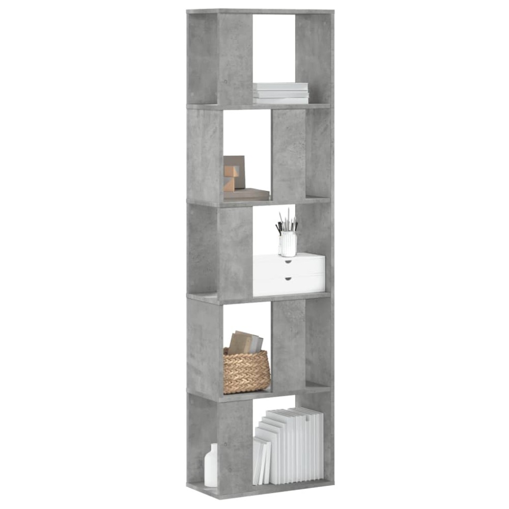 vidaXL Bibliotecă cu 5 niveluri gri beton 45x23,5x162,5 cm lemn