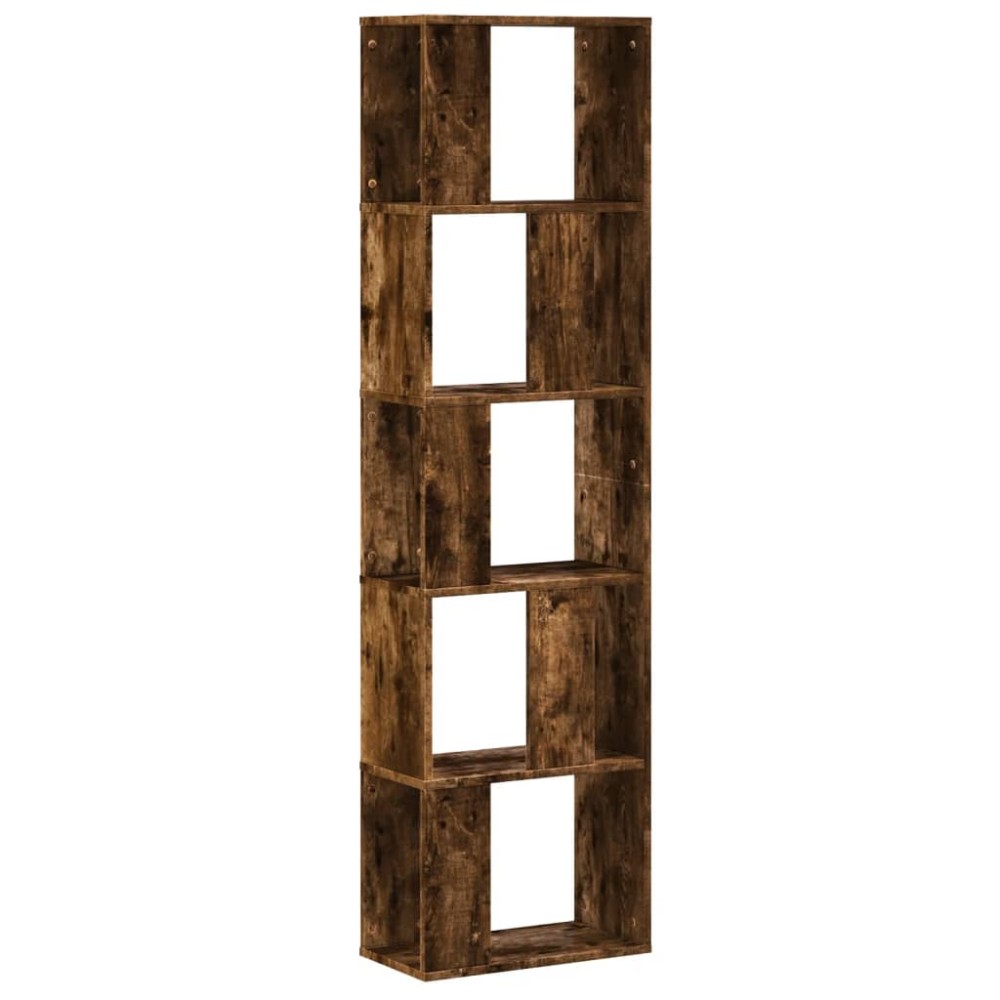 vidaXL Bibliotecă cu 5 niveluri stejar fumuriu 45x23,5x162,5 cm lemn