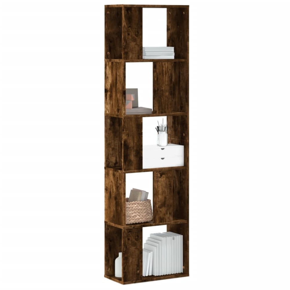 vidaXL Bibliotecă cu 5 niveluri stejar fumuriu 45x23,5x162,5 cm lemn