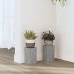 vidaXL Suporturi de plante 2 buc. gri sonoma 10x10x18cm lemn prelucrat vidaXL Suporturi de plante 2 buc. gri sonoma 10x10x18cm lemn prelucrat