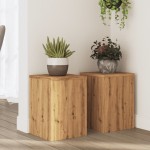 vidaXL Suporturi de plante, 2 buc., stejar artizanal, 25x25x35cm, lemn vidaXL Suporturi de plante, 2 buc., stejar artizanal, 25x25x35cm, lemn