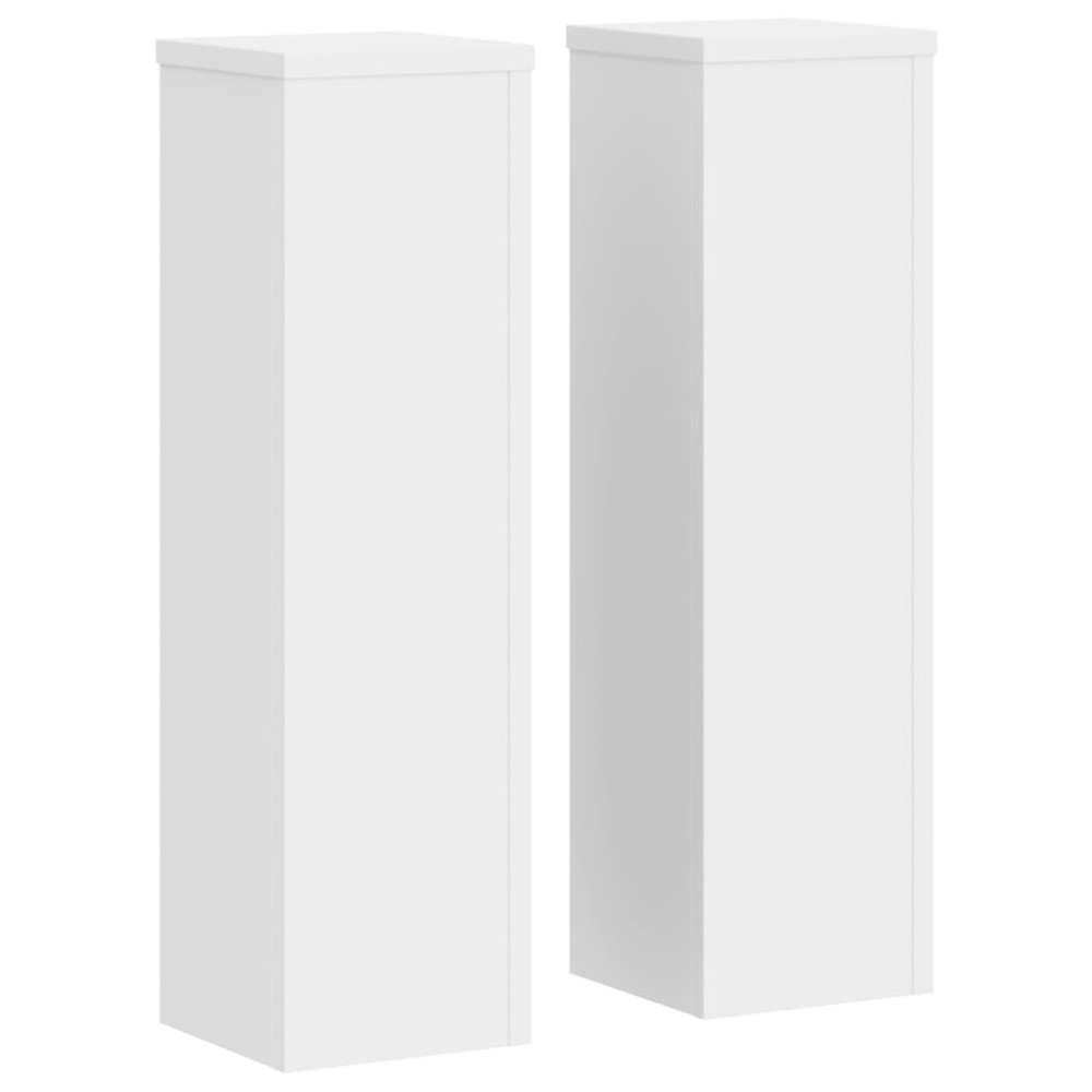 vidaXL Suporturi de plante, 2 buc., alb, 17x17x60 cm, lemn prelucrat