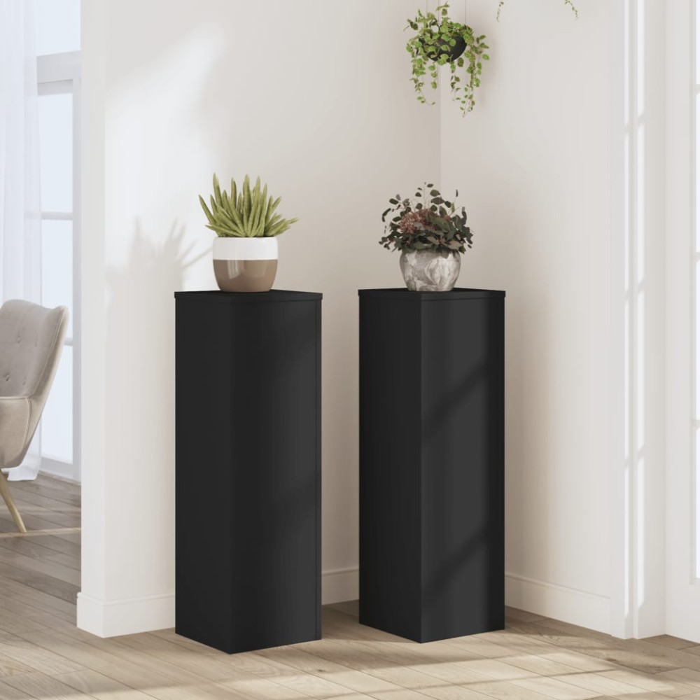 vidaXL Suporturi de plante, 2 buc., negru, 25x25x80 cm, lemn prelucrat