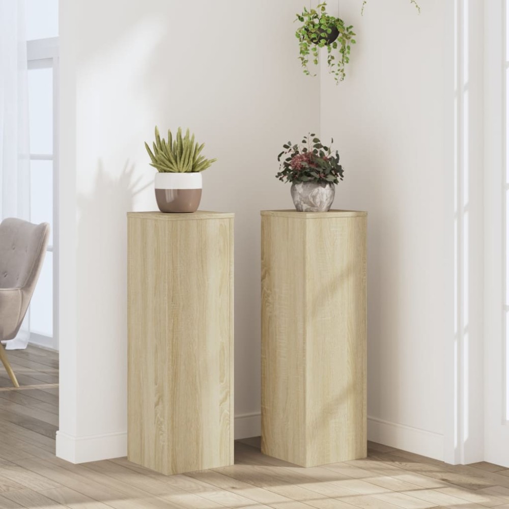 vidaXL Suporturi de plante, 2 buc., stejar sonoma, 25x25x80 cm, lemn