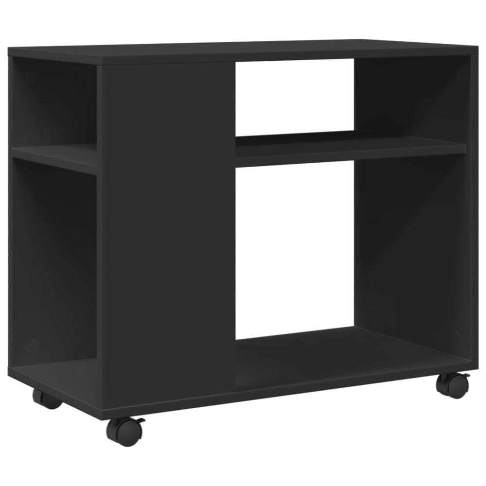 vidaXL Masă laterală cu roți, negru, 70x35x60 cm, lemn prelucrat
