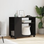 vidaXL Masă laterală cu roți, negru, 70x35x60 cm, lemn prelucrat vidaXL Masă laterală cu roți, negru, 70x35x60 cm, lemn prelucrat