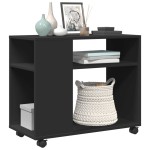 vidaXL Masă laterală cu roți, negru, 70x35x60 cm, lemn prelucrat vidaXL Masă laterală cu roți, negru, 70x35x60 cm, lemn prelucrat