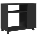 vidaXL Masă laterală cu roți, negru, 70x35x60 cm, lemn prelucrat vidaXL Masă laterală cu roți, negru, 70x35x60 cm, lemn prelucrat