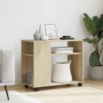 vidaXL Masă laterală cu roți stejar sonoma 70x35x60 cm lemn prelucrat vidaXL Masă laterală cu roți stejar sonoma 70x35x60 cm lemn prelucrat