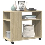 vidaXL Masă laterală cu roți stejar sonoma 70x35x60 cm lemn prelucrat vidaXL Masă laterală cu roți stejar sonoma 70x35x60 cm lemn prelucrat