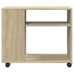 vidaXL Masă laterală cu roți stejar sonoma 70x35x60 cm lemn prelucrat vidaXL Masă laterală cu roți stejar sonoma 70x35x60 cm lemn prelucrat
