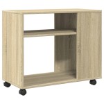 vidaXL Masă laterală cu roți stejar sonoma 70x35x60 cm lemn prelucrat vidaXL Masă laterală cu roți stejar sonoma 70x35x60 cm lemn prelucrat