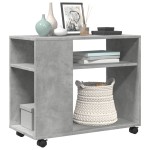 vidaXL Masă laterală cu roți, gri beton, 70x35x60 cm, lemn prelucrat vidaXL Masă laterală cu roți, gri beton, 70x35x60 cm, lemn prelucrat