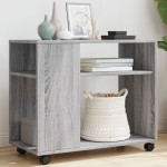 vidaXL Masă laterală cu roți, gri sonoma 70x35x60 cm lemn prelucrat vidaXL Masă laterală cu roți, gri sonoma 70x35x60 cm lemn prelucrat