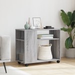 vidaXL Masă laterală cu roți, gri sonoma 70x35x60 cm lemn prelucrat vidaXL Masă laterală cu roți, gri sonoma 70x35x60 cm lemn prelucrat