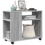 vidaXL Masă laterală cu roți, gri sonoma 70x35x60 cm lemn prelucrat vidaXL Masă laterală cu roți, gri sonoma 70x35x60 cm lemn prelucrat