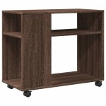 vidaXL Masă laterală cu roți stejar maro 70x35x60 cm lemn compozit vidaXL Masă laterală cu roți stejar maro 70x35x60 cm lemn compozit