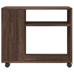 vidaXL Masă laterală cu roți stejar maro 70x35x60 cm lemn compozit vidaXL Masă laterală cu roți stejar maro 70x35x60 cm lemn compozit