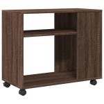 vidaXL Masă laterală cu roți stejar maro 70x35x60 cm lemn compozit vidaXL Masă laterală cu roți stejar maro 70x35x60 cm lemn compozit