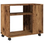 vidaXL Masă laterală cu roți, negru, 70x35x60 cm, lemn prelucrat vidaXL Masă laterală cu roți, negru, 70x35x60 cm, lemn prelucrat