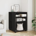 vidaXL Masă laterală cu roți, negru, 55x60x78 cm, lemn prelucrat vidaXL Masă laterală cu roți, negru, 55x60x78 cm, lemn prelucrat