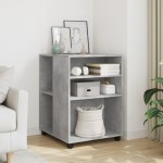 vidaXL Masă laterală cu roți, gri beton, 55x60x78 cm, lemn prelucrat vidaXL Masă laterală cu roți, gri beton, 55x60x78 cm, lemn prelucrat