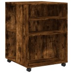 vidaXL Masă laterală cu roți stejar fumuriu 55x60x78 cm lemn prelucrat vidaXL Masă laterală cu roți stejar fumuriu 55x60x78 cm lemn prelucrat