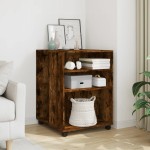 vidaXL Masă laterală cu roți stejar fumuriu 55x60x78 cm lemn prelucrat vidaXL Masă laterală cu roți stejar fumuriu 55x60x78 cm lemn prelucrat