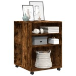 vidaXL Masă laterală cu roți stejar fumuriu 55x60x78 cm lemn prelucrat vidaXL Masă laterală cu roți stejar fumuriu 55x60x78 cm lemn prelucrat
