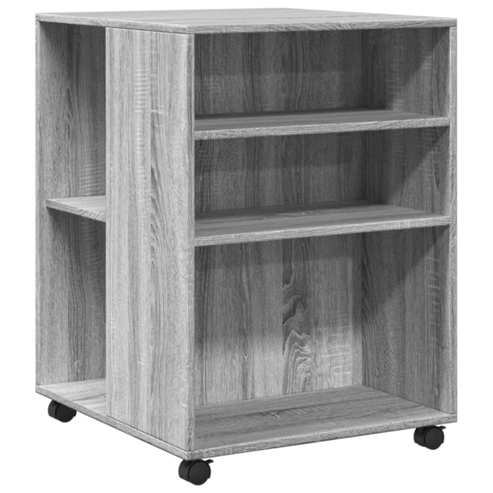 vidaXL Masă laterală cu roți, gri sonoma 55x60x78 cm lemn prelucrat