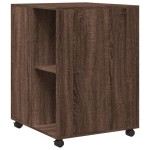 vidaXL Masă laterală cu roți stejar maro 55x60x78 cm lemn prelucrat vidaXL Masă laterală cu roți stejar maro 55x60x78 cm lemn prelucrat