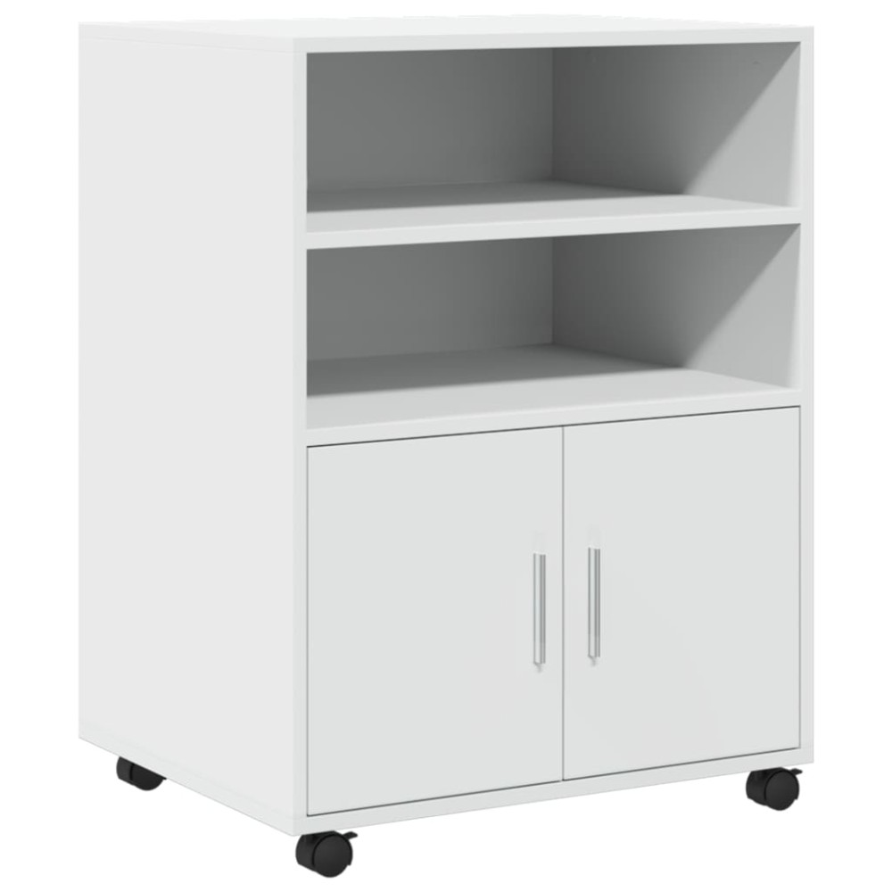 vidaXL Dulap cu roți, alb, 60x48x81 cm, lemn prelucrat