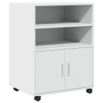vidaXL Dulap cu roți, alb, 60x48x81 cm, lemn prelucrat vidaXL Dulap cu roți, alb, 60x48x81 cm, lemn prelucrat